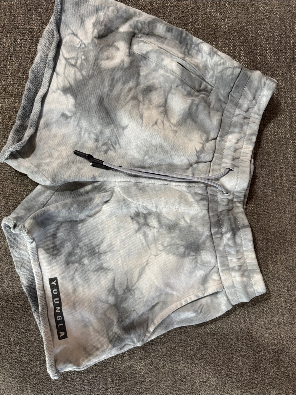 YoungLA Gray & White Tie-Dye Lounge Shorts
